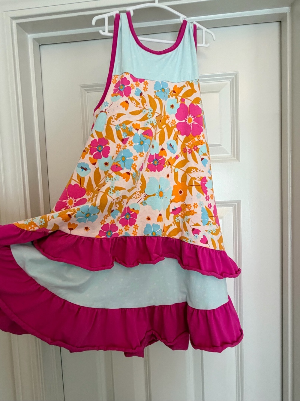Matilda Jane Pink Aqua Floral Ruffle twirlDress